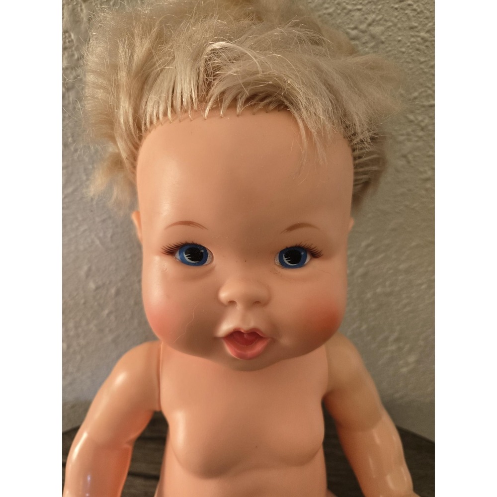 Vintage 1973 Ideal Rub A Dub Dolly 16" Baby doll Rooted Blonde Hair Blue Eyes - Picture 14 of 16
